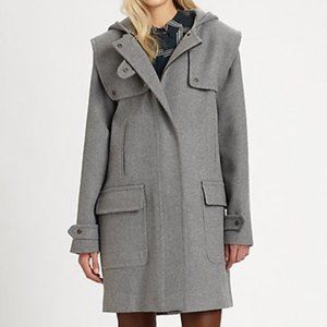 A.L.C. / HOODED WOOL-BLEND COAT / Grey / Small